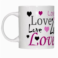 Love Pattern - Magenta White Mugs by Valentinaart