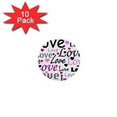 Love Pattern - Magenta 1  Mini Buttons (10 Pack)  by Valentinaart