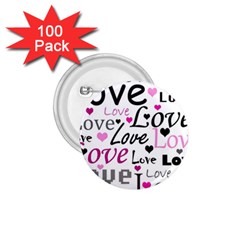 Love Pattern - Magenta 1 75  Buttons (100 Pack)  by Valentinaart