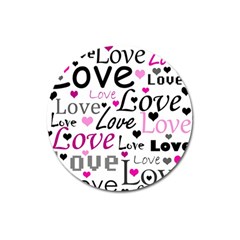 Love Pattern - Magenta Magnet 3  (round) by Valentinaart