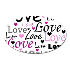 Love Pattern - Magenta Oval Magnet