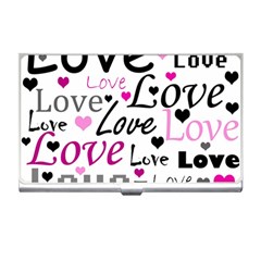 Love Pattern - Magenta Business Card Holders by Valentinaart