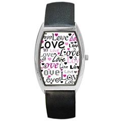 Love Pattern - Magenta Barrel Style Metal Watch by Valentinaart