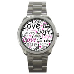 Love Pattern - Magenta Sport Metal Watch by Valentinaart