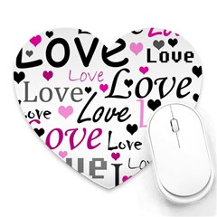 Love Pattern - Magenta Heart Mousepads by Valentinaart