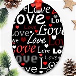 Red Love pattern Ornament (Oval)  Front