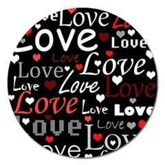 Red Love Pattern Magnet 5  (round) by Valentinaart