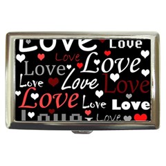 Red Love Pattern Cigarette Money Cases by Valentinaart