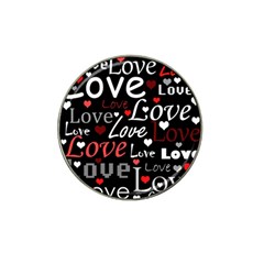 Red Love Pattern Hat Clip Ball Marker (4 Pack) by Valentinaart