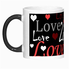 Red Love Pattern Morph Mugs by Valentinaart