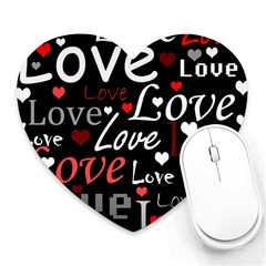 Red Love Pattern Heart Mousepads by Valentinaart