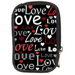 Red Love Pattern Compact Camera Cases by Valentinaart