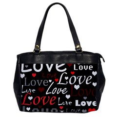 Red Love Pattern Office Handbags by Valentinaart