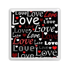 Red Love Pattern Memory Card Reader (square)  by Valentinaart