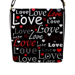 Red Love Pattern Flap Messenger Bag (l)  by Valentinaart