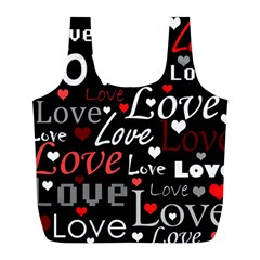 Red Love Pattern Full Print Recycle Bags (l)  by Valentinaart