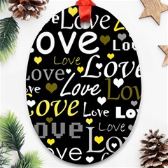 Yellow Love pattern Ornament (Oval) 