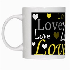 Yellow Love pattern White Mugs