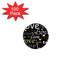 Yellow Love pattern 1  Mini Buttons (100 pack) 