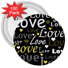 Yellow Love Pattern 3  Buttons (100 Pack)  by Valentinaart