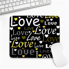 Yellow Love Pattern Large Mousepads by Valentinaart