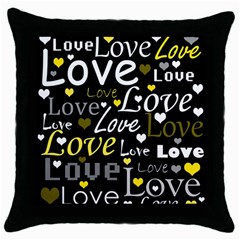 Yellow Love pattern Throw Pillow Case (Black)