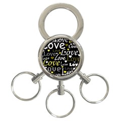 Yellow Love pattern 3-Ring Key Chains