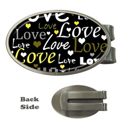 Yellow Love pattern Money Clips (Oval) 