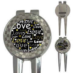 Yellow Love pattern 3-in-1 Golf Divots