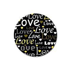 Yellow Love Pattern Magnet 3  (round) by Valentinaart