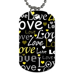 Yellow Love pattern Dog Tag (One Side)