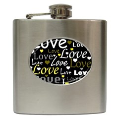 Yellow Love pattern Hip Flask (6 oz)