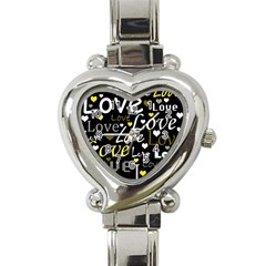 Yellow Love Pattern Heart Italian Charm Watch by Valentinaart