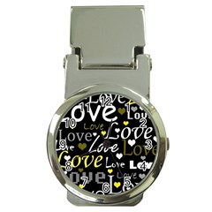 Yellow Love Pattern Money Clip Watches by Valentinaart