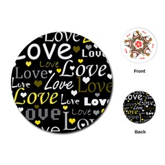 Yellow Love Pattern Playing Cards (round)  by Valentinaart