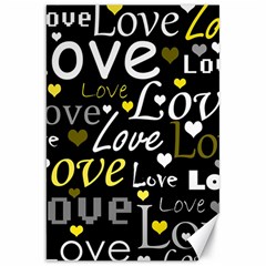 Yellow Love pattern Canvas 20  x 30  