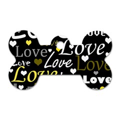 Yellow Love Pattern Dog Tag Bone (one Side) by Valentinaart