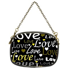 Yellow Love Pattern Chain Purses (one Side)  by Valentinaart