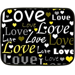 Yellow Love pattern Double Sided Fleece Blanket (Mini) 