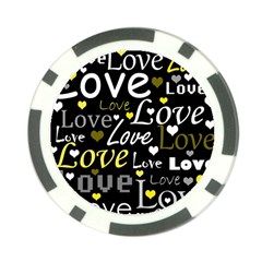 Yellow Love Pattern Poker Chip Card Guards (10 Pack)  by Valentinaart