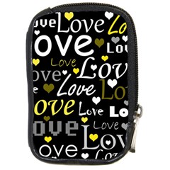 Yellow Love Pattern Compact Camera Cases by Valentinaart