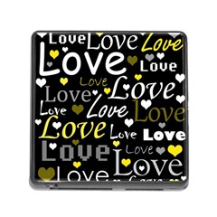 Yellow Love pattern Memory Card Reader (Square)