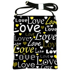 Yellow Love pattern Shoulder Sling Bags