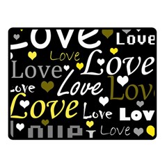 Yellow Love pattern Fleece Blanket (Small)