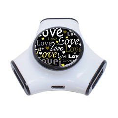 Yellow Love Pattern 3-port Usb Hub by Valentinaart