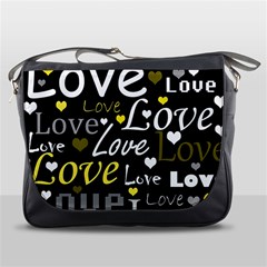 Yellow Love pattern Messenger Bags