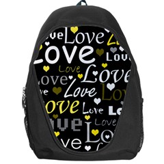 Yellow Love Pattern Backpack Bag by Valentinaart