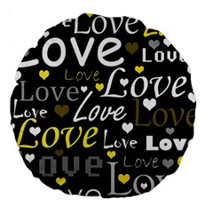 Yellow Love pattern Large 18  Premium Round Cushions