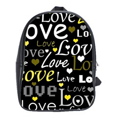 Yellow Love Pattern School Bags (xl)  by Valentinaart