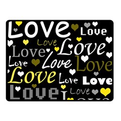 Yellow Love pattern Double Sided Fleece Blanket (Small) 